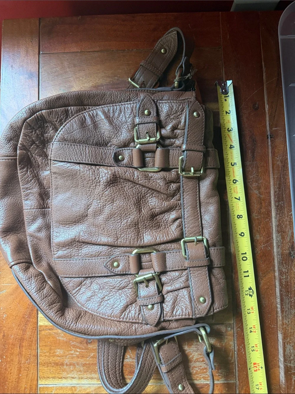 Vince Camuto Brown Leather Buckle Crossbody Bag